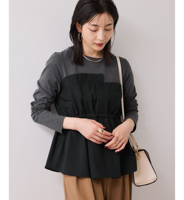 VIS「【WEB限定】ビスチェドッキングペプラムロングスリーブTシャツ」|Tシャツ・カットソー|チャコール(06)