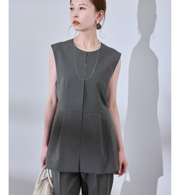 Rope&rsquo;Picnic「【UV対応】【リネンライク・シリーズ】ペプラムジレベスト/通勤・セットアップ対応」|ベスト・ジレ|