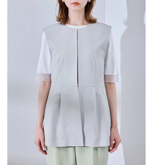 Rope&rsquo;Picnic「【UV対応】【リネンライク・シリーズ】ペプラムジレベスト/通勤・セットアップ対応」|ベスト・ジレ|