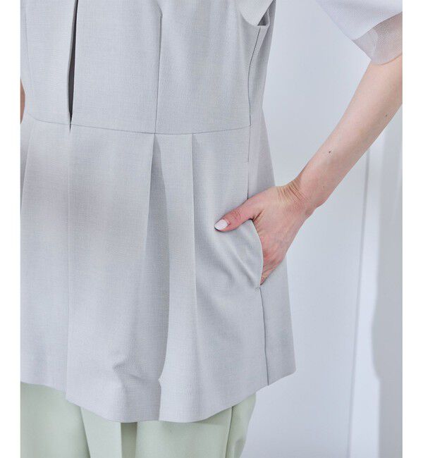 Rope&rsquo;Picnic「【UV対応】【リネンライク・シリーズ】ペプラムジレベスト/通勤・セットアップ対応」|ベスト・ジレ|