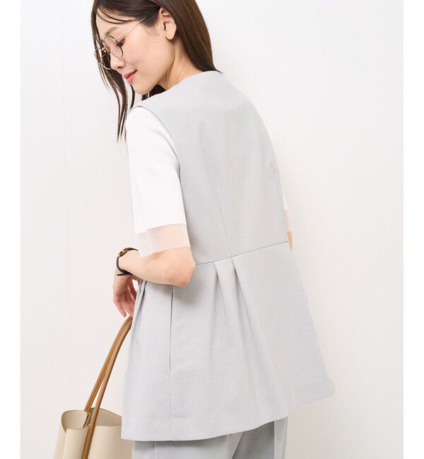 Rope&rsquo;Picnic「【UV対応】【リネンライク・シリーズ】ペプラムジレベスト/通勤・セットアップ対応」|ベスト・ジレ|