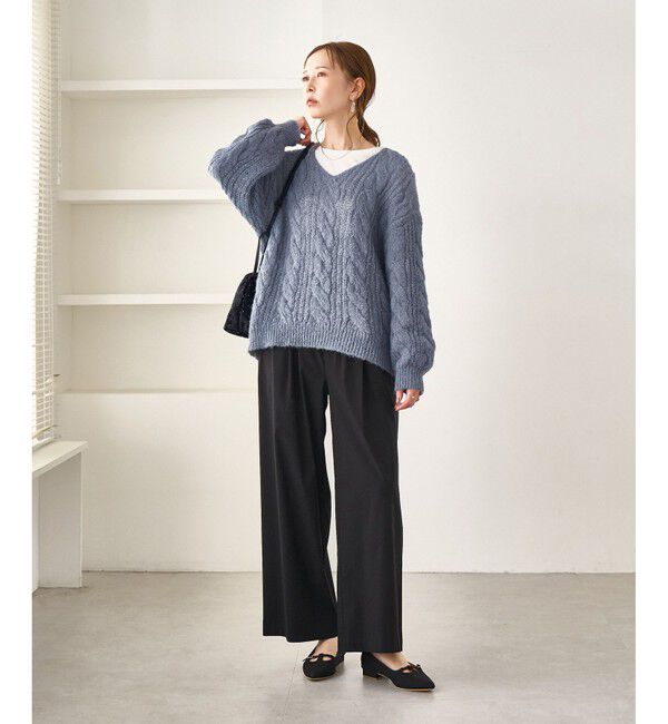 Rope&rsquo;Picnic「ゆるケーブル編みVネックニット」|ニット・セーター|