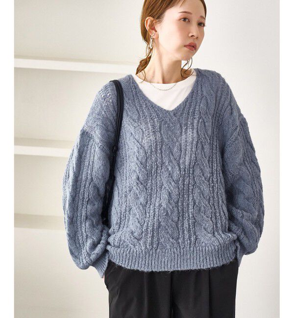 Rope&rsquo;Picnic「ゆるケーブル編みVネックニット」|ニット・セーター|