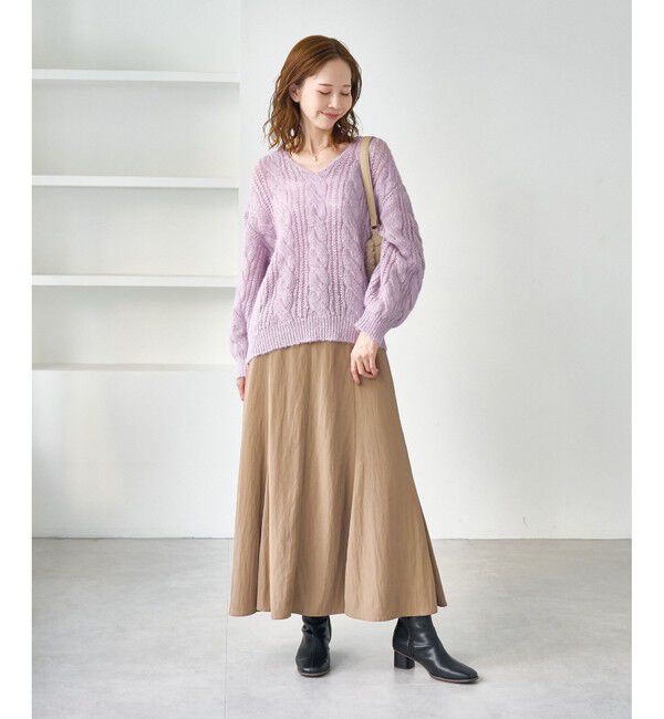 Rope&rsquo;Picnic「ゆるケーブル編みVネックニット」|ニット・セーター|