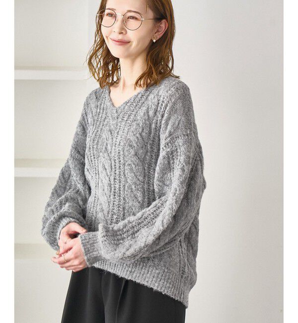 Rope&rsquo;Picnic「ゆるケーブル編みVネックニット」|ニット・セーター|