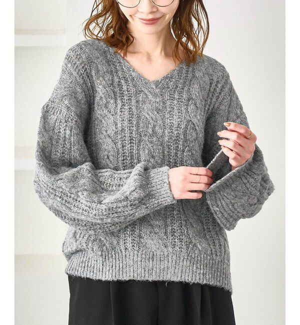 Rope&rsquo;Picnic「ゆるケーブル編みVネックニット」|ニット・セーター|