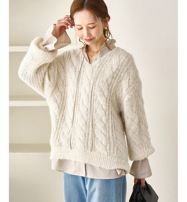 Rope&rsquo;Picnic「ゆるケーブル編みVネックニット」|ニット・セーター|