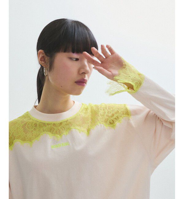 ADAM ET ROPE'「【サステナブル】レースロンTEE」|Tシャツ・カットソー|ピンク系サブ