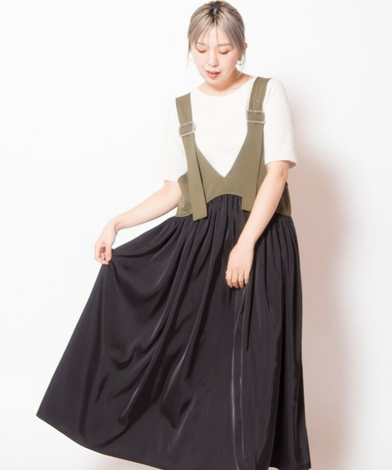  「ギャザーサロペットワンピース」|ワンピース|KHAKI