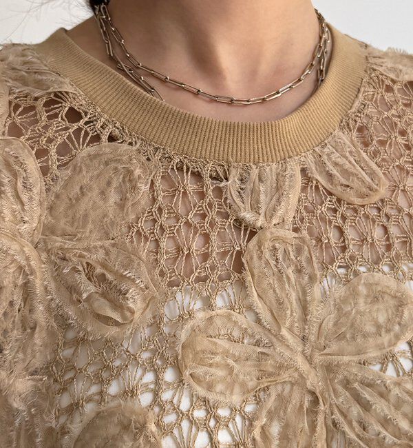  「【WEB限定】かぎ編み風レースベスト」|シャツ・ブラウス|