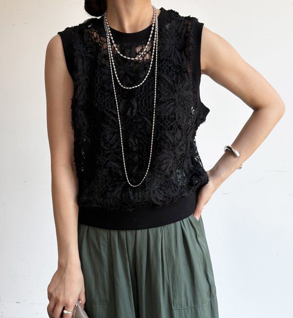  「【WEB限定】かぎ編み風レースベスト」|シャツ・ブラウス|