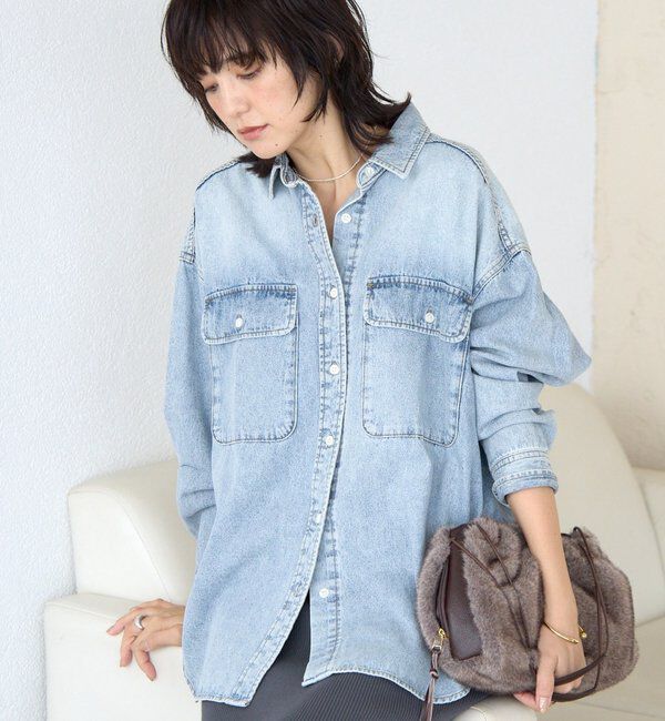  「【名品/リバイバル】【MONN.:.(モン)】Lightビッグデニムシャツ」|シャツ・ブラウス|サックスブルー