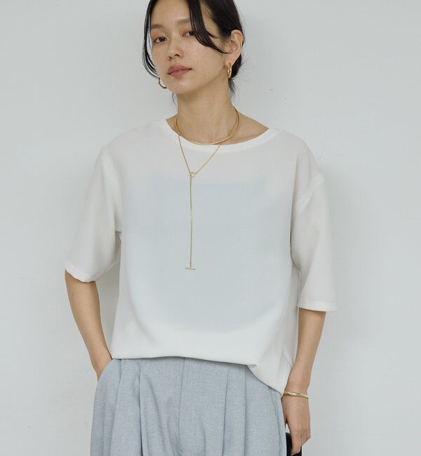  「バックスリットハーフスリーブブラウス」|シャツ・ブラウス|ホワイト