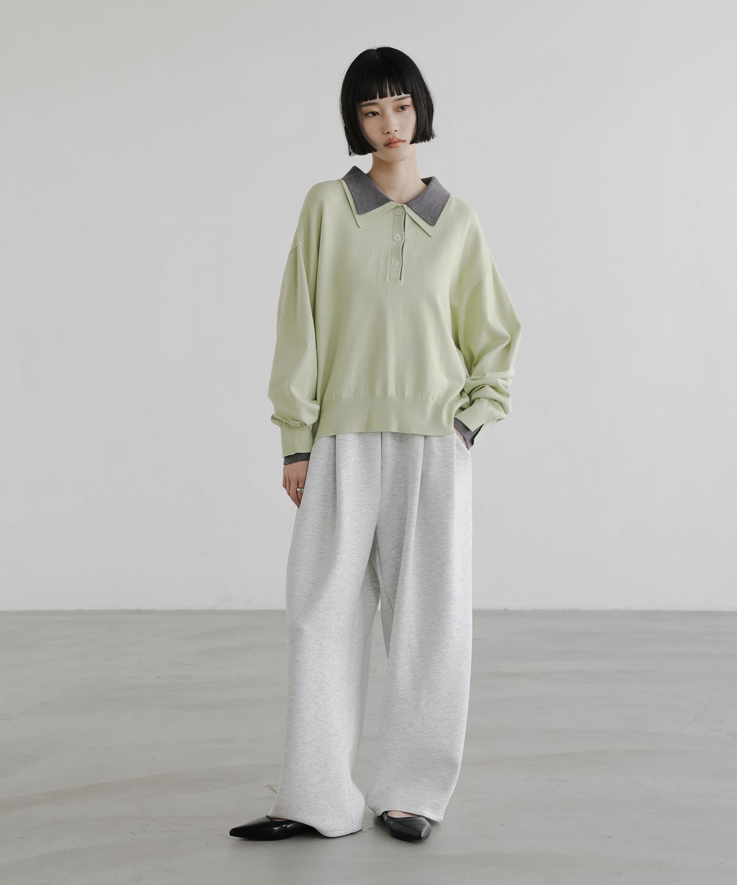 LOWRYS FARM「バイカラーニットポロＬＳ」|ニット・セーター|