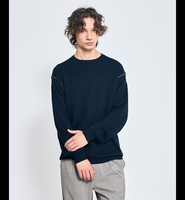 ABAHOUSE「【リバーシブルカラー】14Gコットン ニットスウェット / クルーネックプルオー」|ニット・セーター|