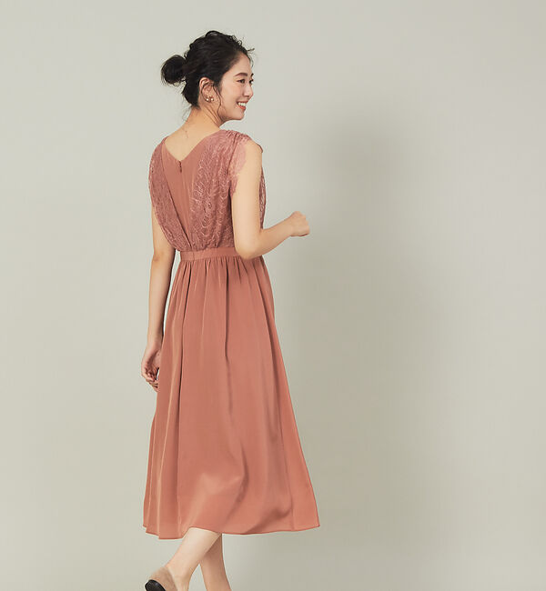 Rouge vif「レースコンビギャザーワンピース」|ワンピース|オレンジ