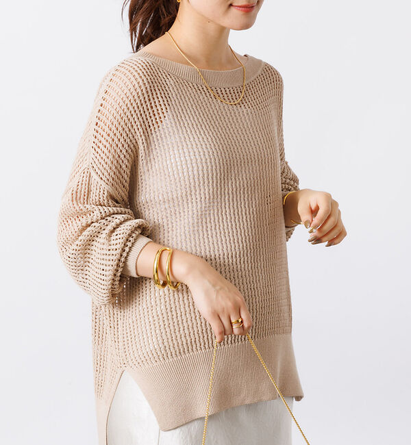 Rouge vif「グリットメッシュニットプルオーバー」|ニット・セーター|ベージュ