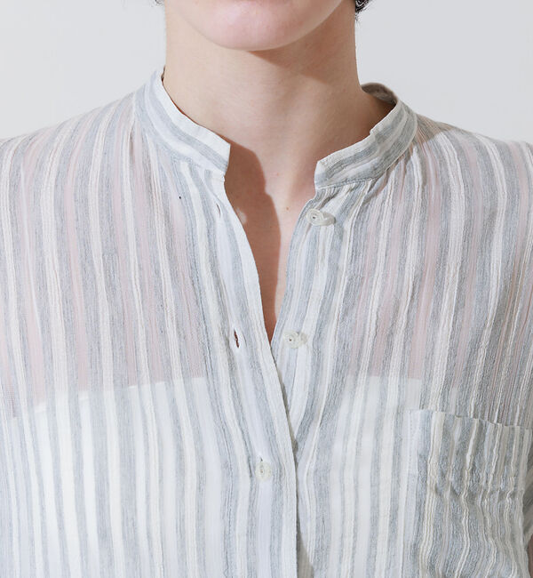 Rouge vif「シルク混シアーストライプ楊柳ワンピース」|ワンピース|