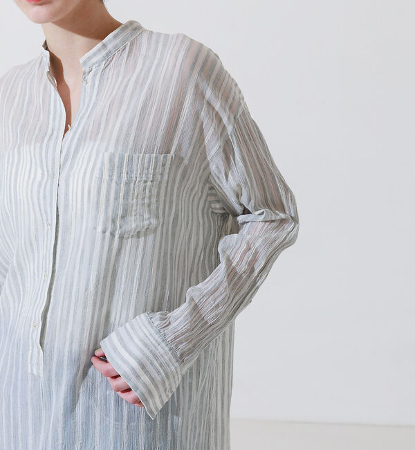 Rouge vif「シルク混シアーストライプ楊柳ワンピース」|ワンピース|