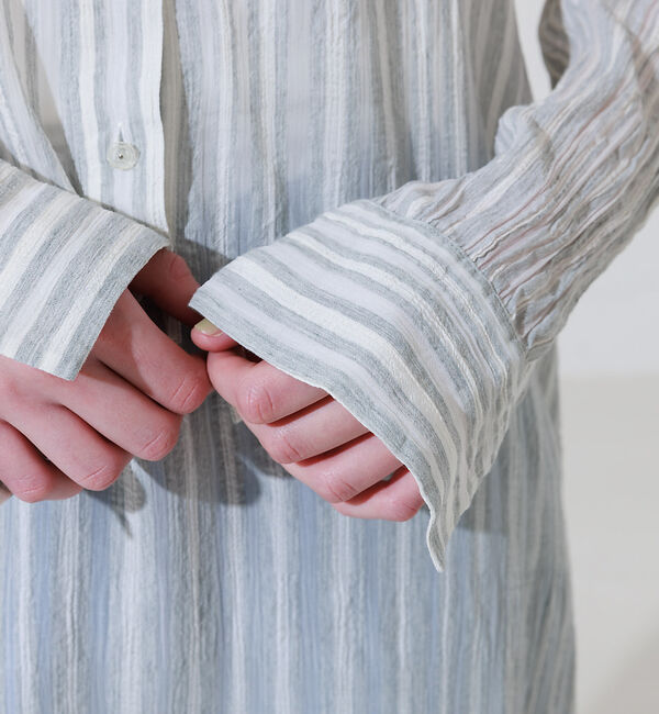 Rouge vif「シルク混シアーストライプ楊柳ワンピース」|ワンピース|