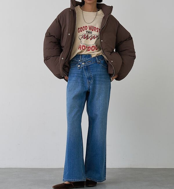 abahouse mavie「クロスウエストワイドデニム」|デニム|