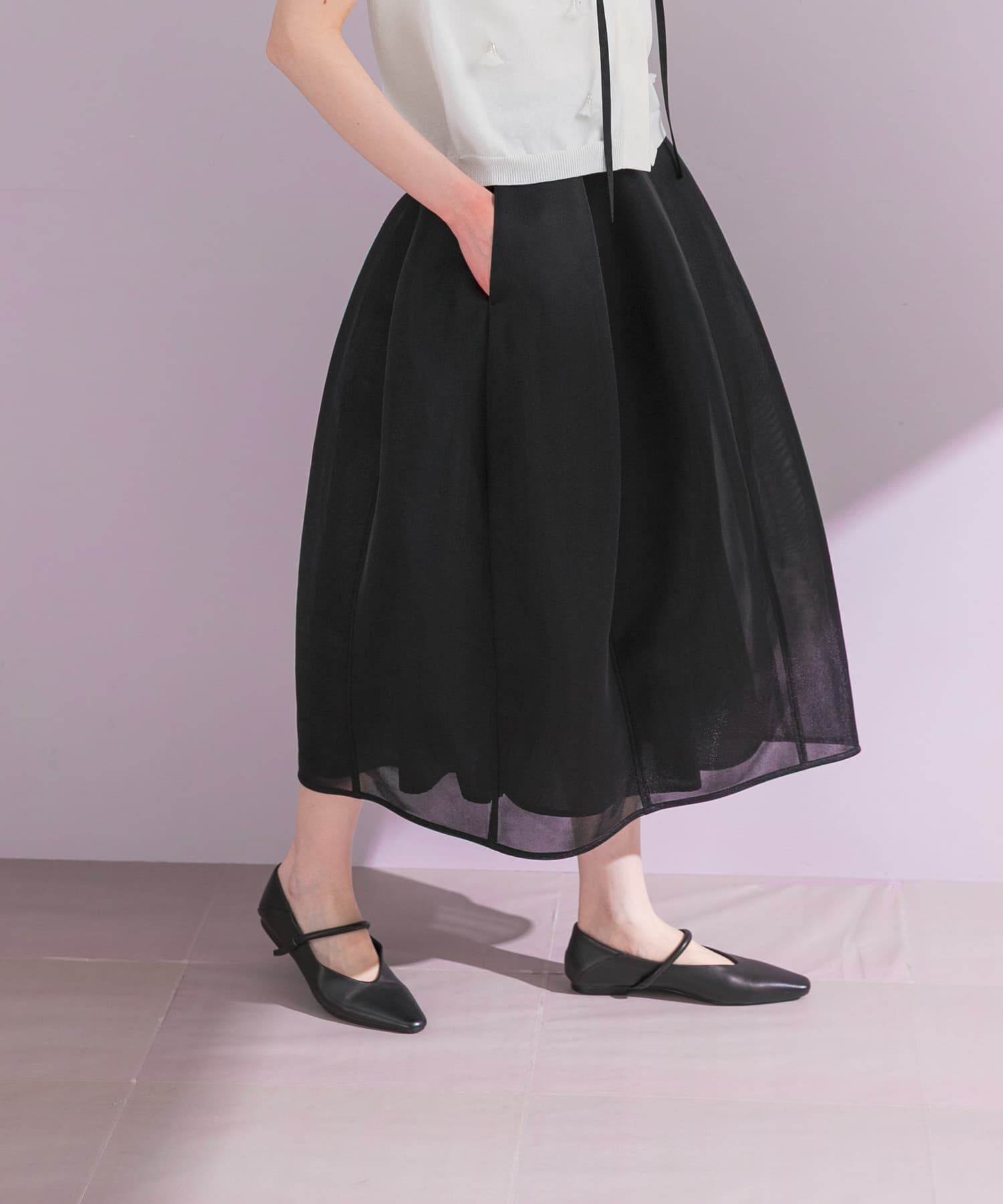 URBAN RESEARCH/フラワーベルト付シアーダンボールスカート