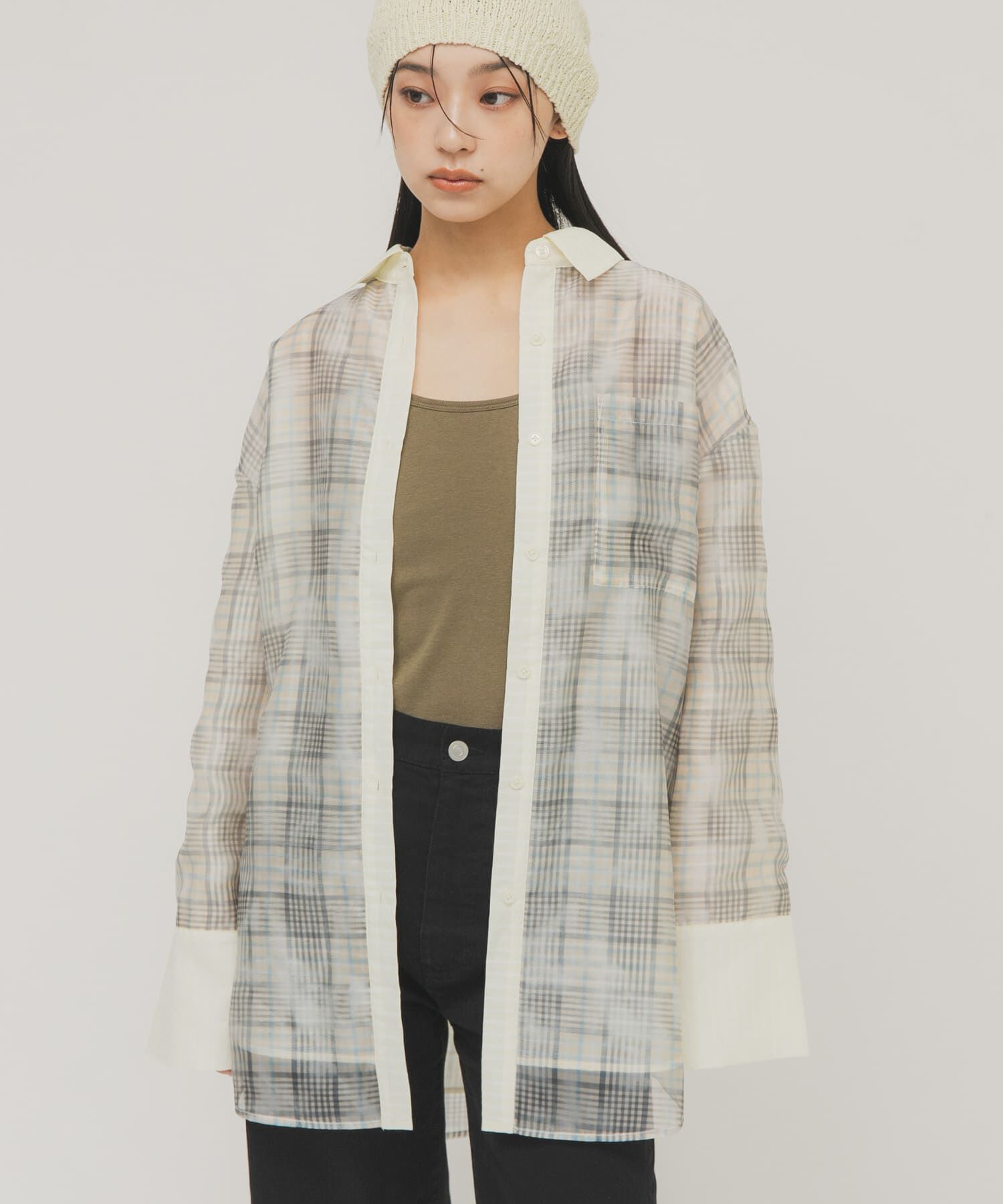  「シアーチェックレイヤードシャツ」|シャツ・ブラウス|