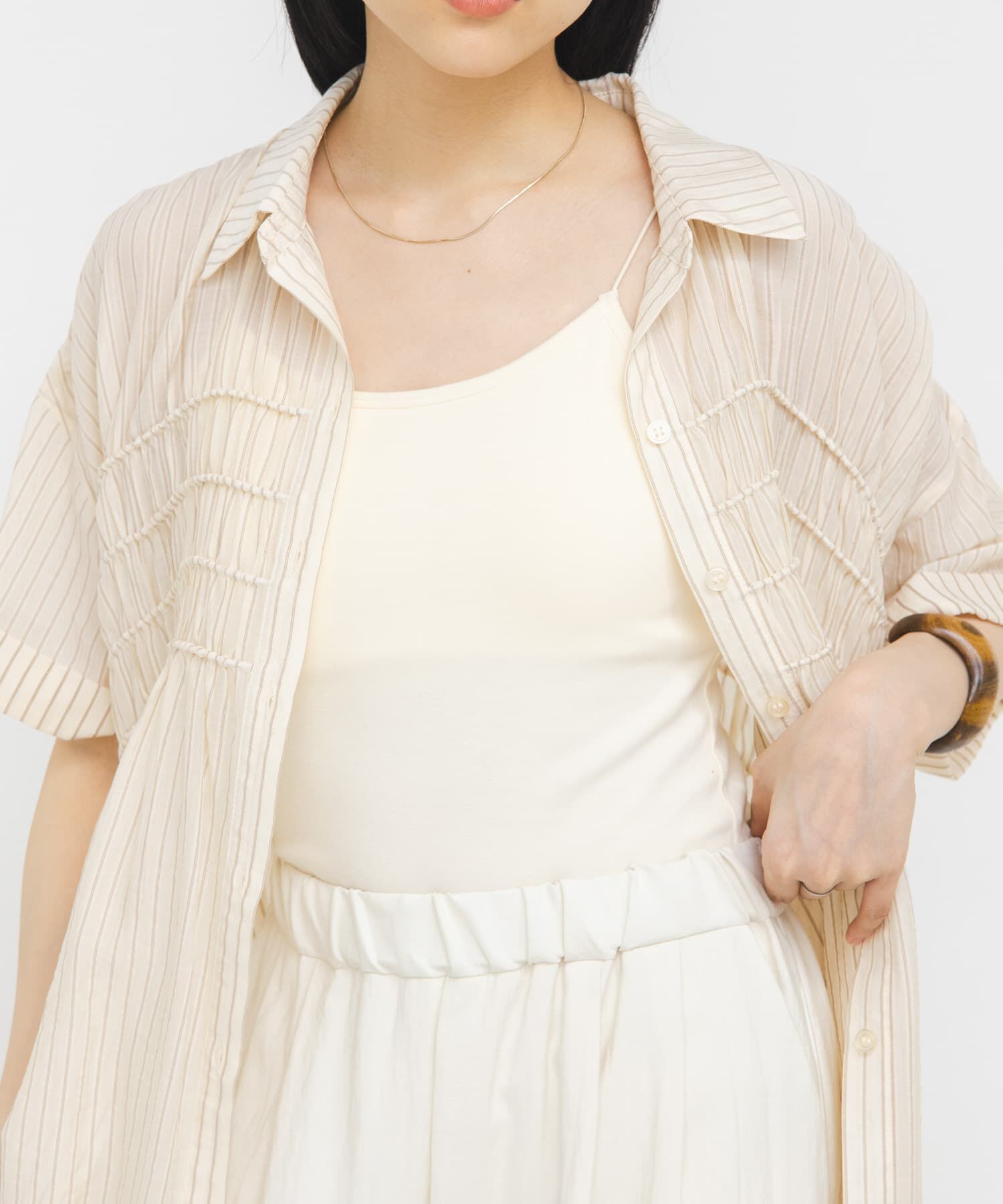  「スパゲティストラップカップ付きキャミ」|キャミソール|アイボリー