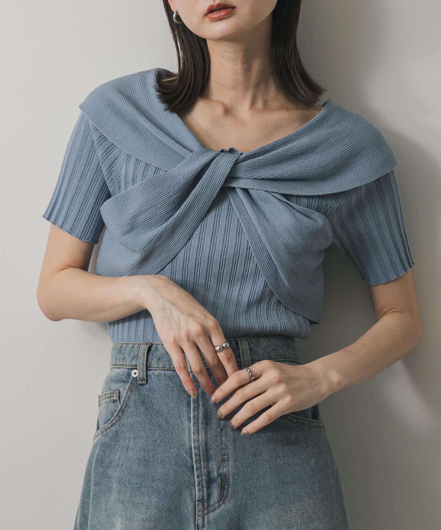 SENSE OF PLACE by URBAN RESEARCH「ツイストランダムリブセーター」|ニット・セーター|ライトブルー