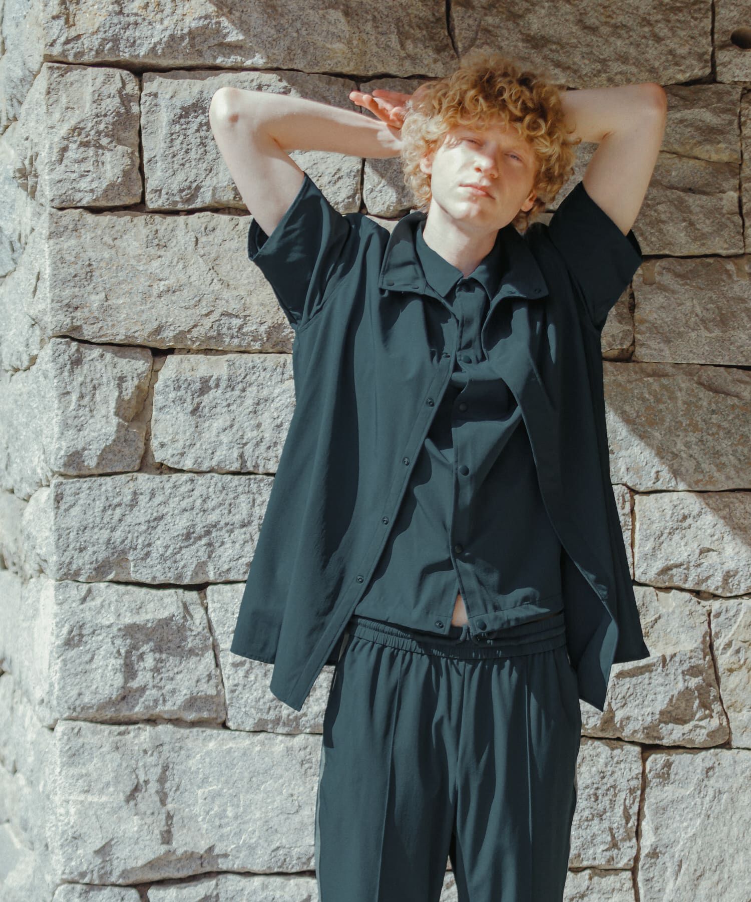 SENSE OF PLACE by URBAN RESEARCH「Uiscel　4wayストレッチサイドジップルーズシャツ」|シャツ・ブラウス|ブルー