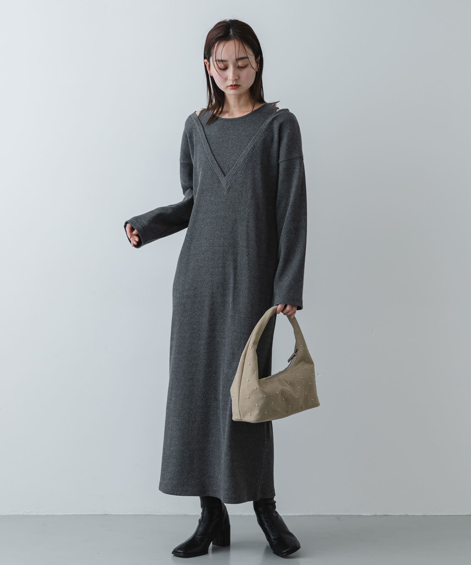 SENSE OF PLACE by URBAN RESEARCH「レイヤードネックリブワンピース」|ワンピース|