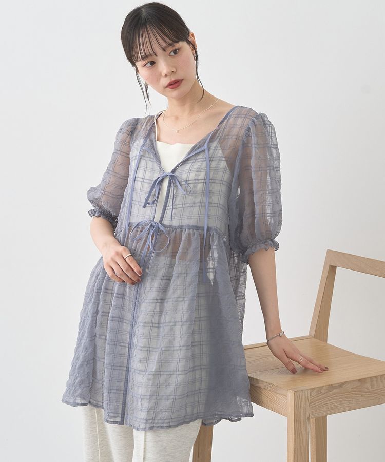 earth music&ecology「【WEB限定】シアーパフチュニック」|チュニック|Gray