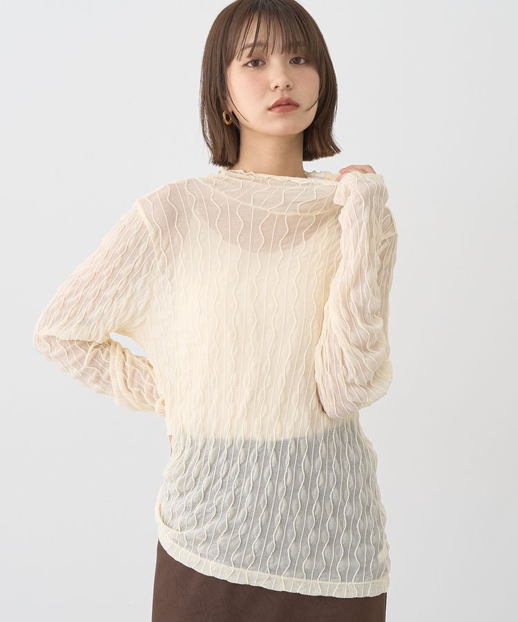 earth music&ecology「ハイネックシアーうねうねプルオーバー」|Tシャツ・カットソー|