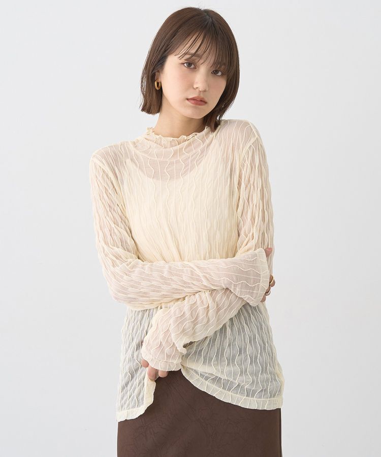 earth music&ecology「ハイネックシアーうねうねプルオーバー」|Tシャツ・カットソー|