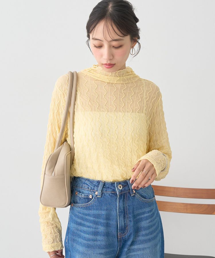 earth music&ecology「ハイネックシアーうねうねプルオーバー」|Tシャツ・カットソー|