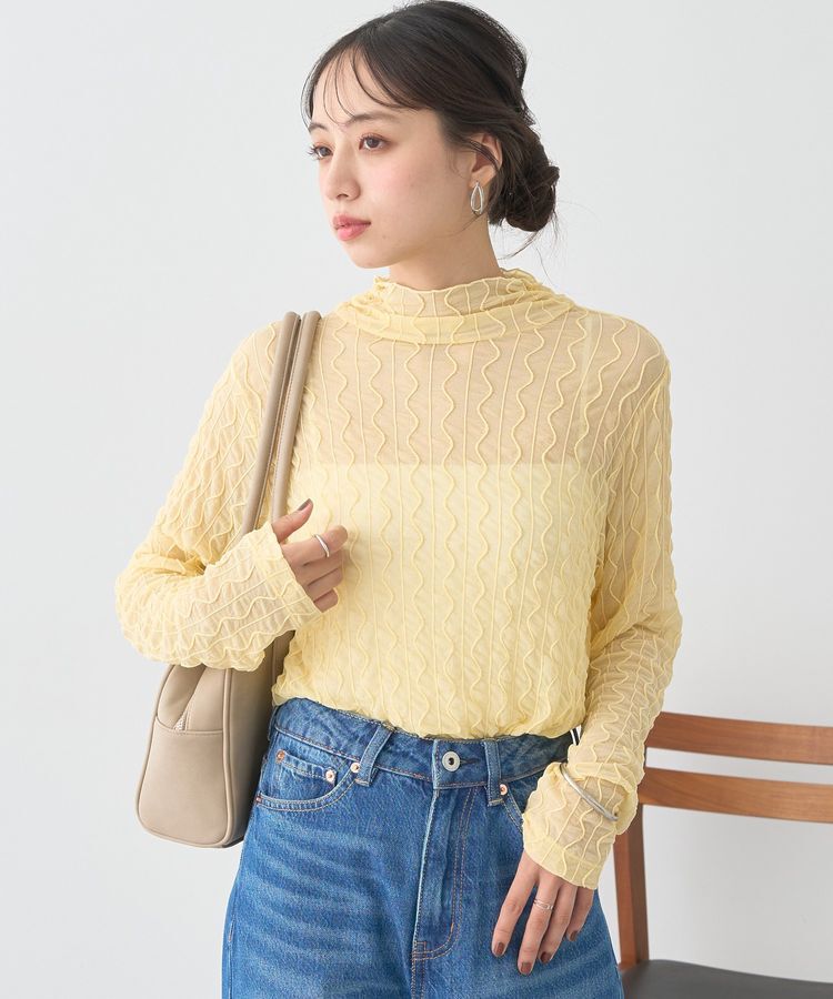 earth music&ecology「ハイネックシアーうねうねプルオーバー」|Tシャツ・カットソー|