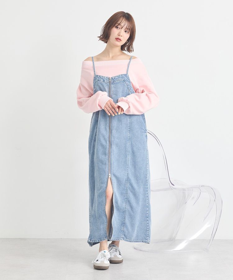 earth music&ecology「ダブルジップデニムキャミワンピース」|ワンピース|