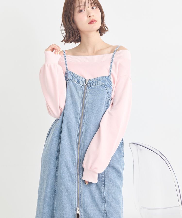earth music&ecology「ダブルジップデニムキャミワンピース」|ワンピース|