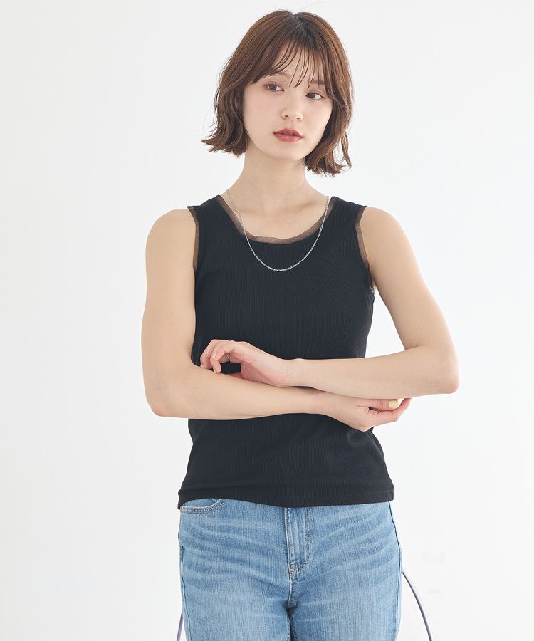 earth music&ecology「エッジチュールラメテレコタンクトップ」|インナー|