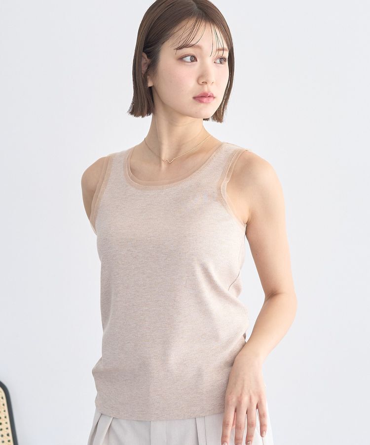 earth music&ecology「エッジチュールラメテレコタンクトップ」|インナー|Beige
