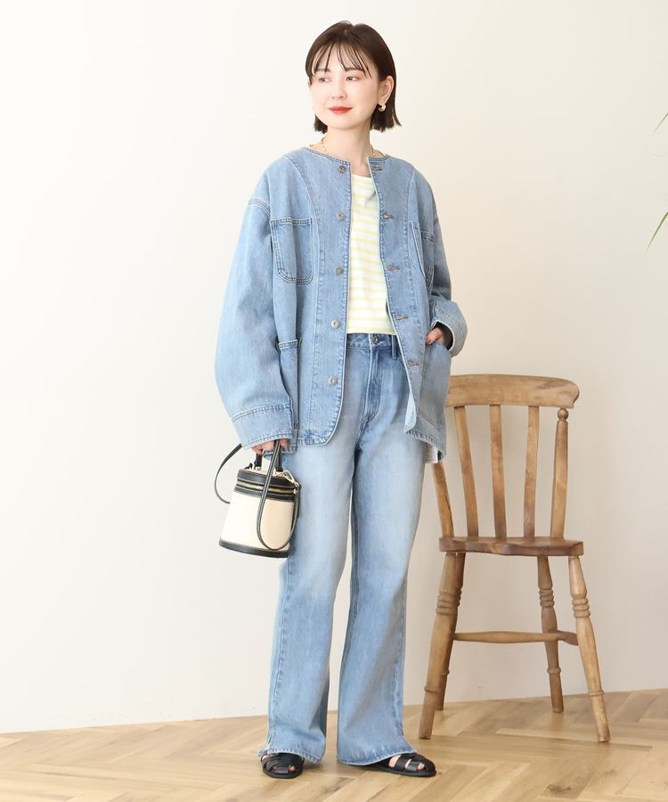 AMERICAN HOLIC「ノーカラーデニムカバーオール」|テーラードジャケット|