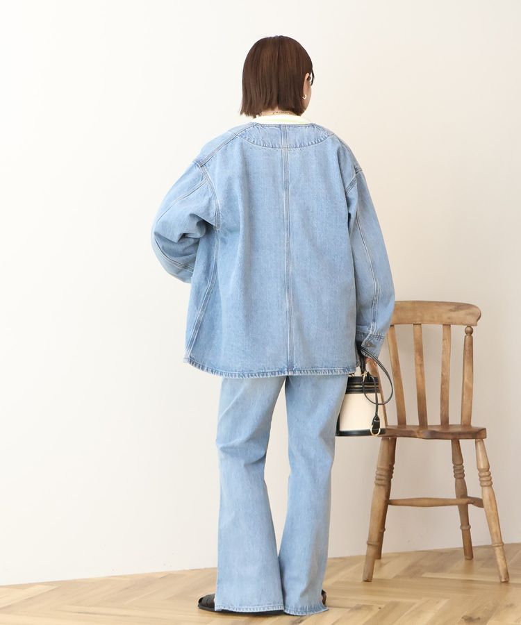 AMERICAN HOLIC「ノーカラーデニムカバーオール」|テーラードジャケット|