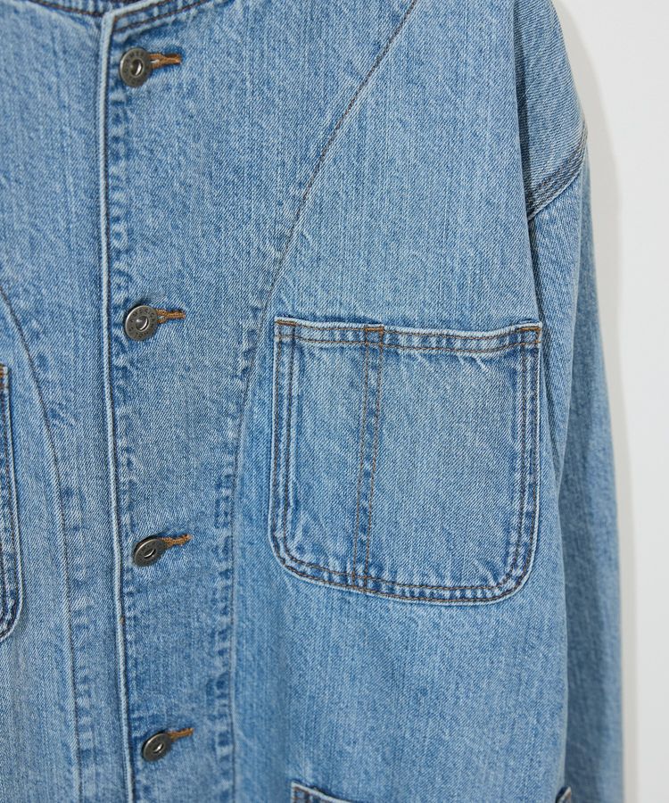 AMERICAN HOLIC「ノーカラーデニムカバーオール」|テーラードジャケット|