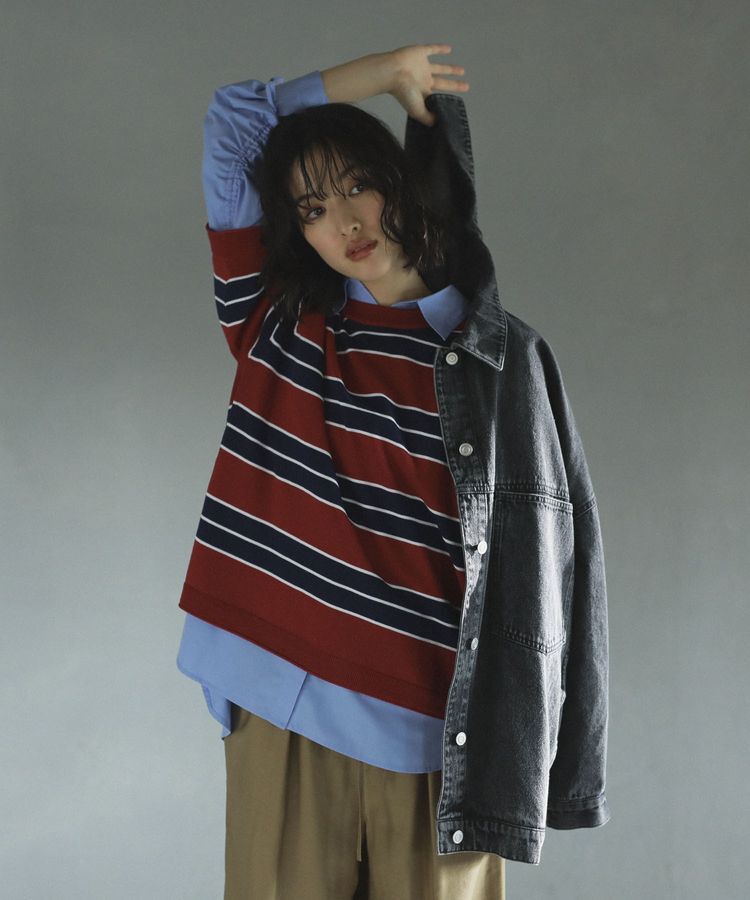 Green Parks「トレーナー風ニットプルオーバー」|ニット・セーター|