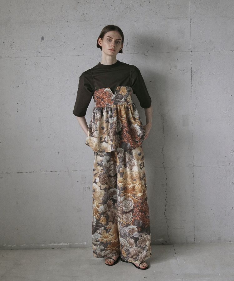GARAGE OF GOOD CLOTHING「【日本製】ダークフラワープリントドロストワイドパンツ」|その他|