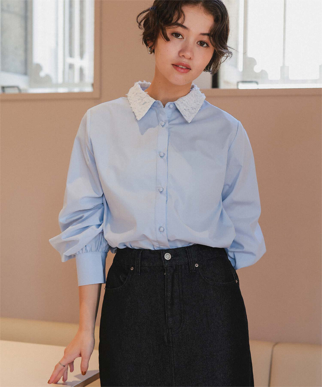 titivate「レース襟付デザインシャツ」|シャツ・ブラウス|