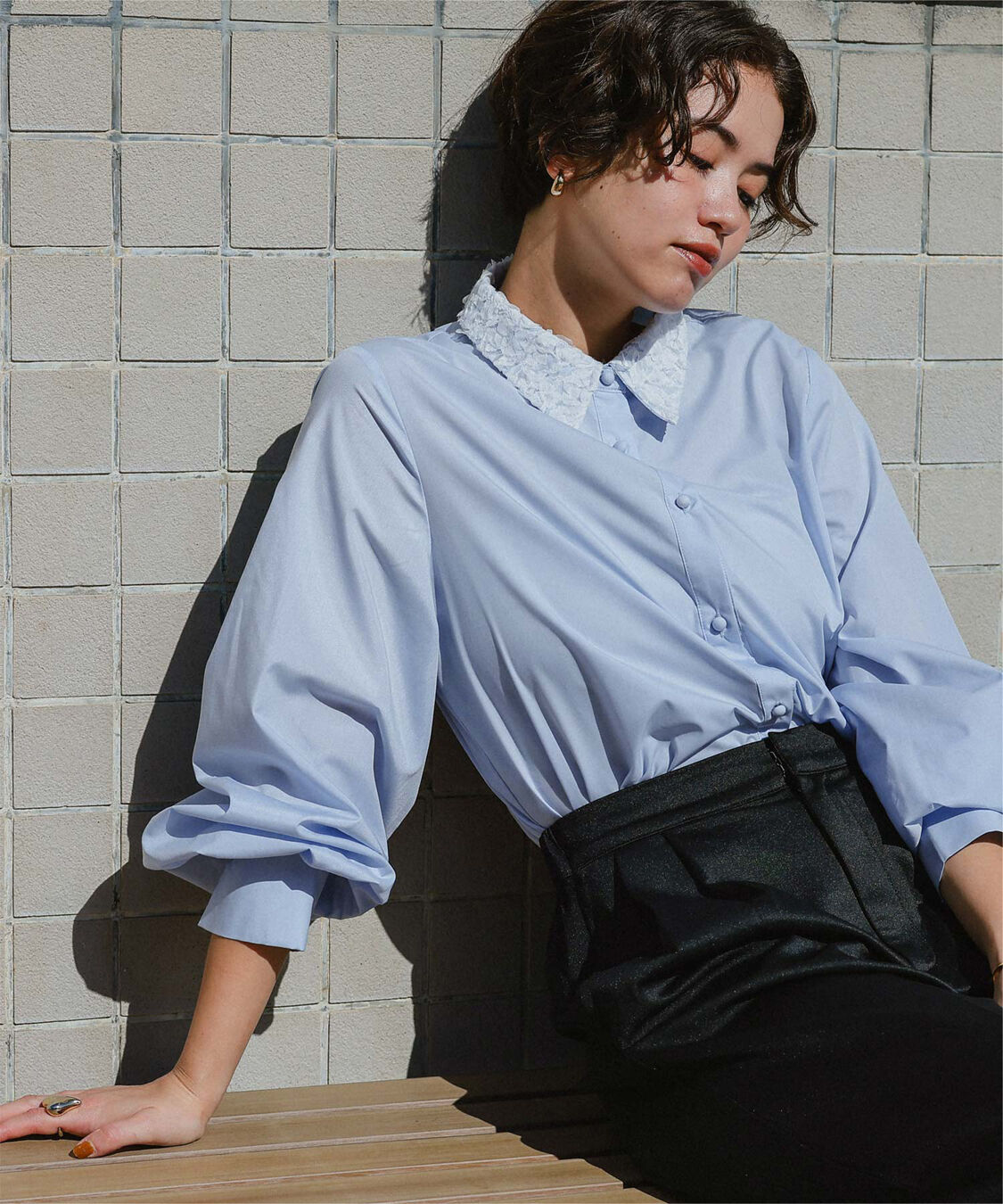 titivate「レース襟付デザインシャツ」|シャツ・ブラウス|