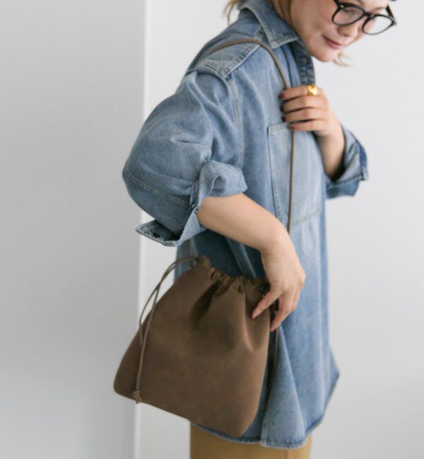  「【＠noricorico102企画】スウェード巾着バッグ」|ショルダー・メッセンジャー|