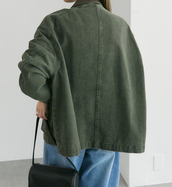  「フェイクレザー襟カバーオールジャケット」|テーラードジャケット|