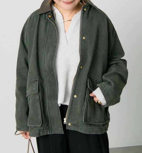  「フェイクレザー襟カバーオールジャケット」|テーラードジャケット|